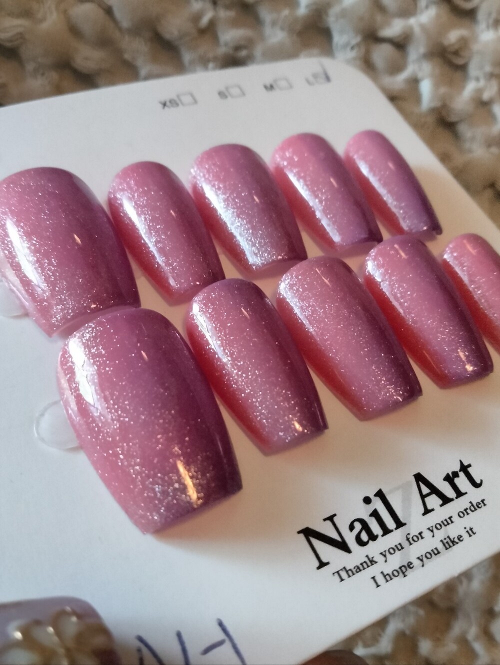 Nail Art Ombre Shimmer Mauve Press-On Nails Size Large - Picture 3 of 7